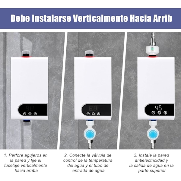 Elektrisk Direktvattenberedare 5500W, Genomströmningsberedare med Dusch, Tanklös Vattenberedare, Panta‘-XT-