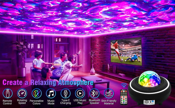 Stjerneprojektor LED Batteri - Galaxy Stjerneprojektor - 2.5t Sort-FO-