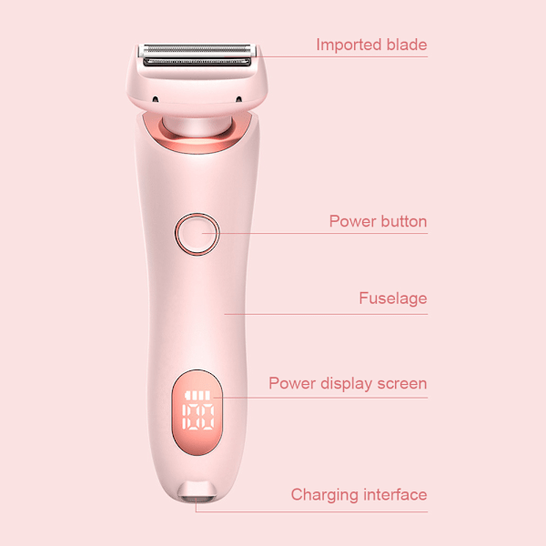 2-i-1 Bikini Trimmer Elektrisk Barbermaskin for Kvinner, Silky Glide Pro Hårfjerning for Barbering av Ben, Armer, Armhuler og Ansikt Pink