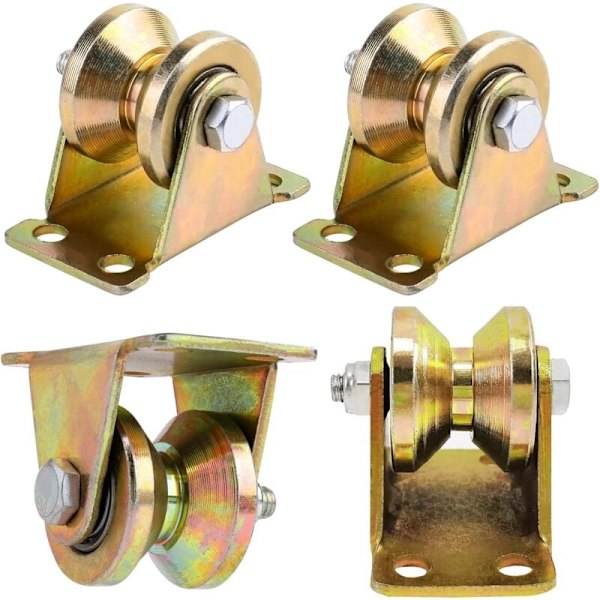 4 st V-spårhjul, Skjutdörrshjul 50 mm, Stålhjul med V-spår, för Skjutdörr, Fabriksgrind, Uppfart, Lastkapacitet 300 kg per styck -JAN-