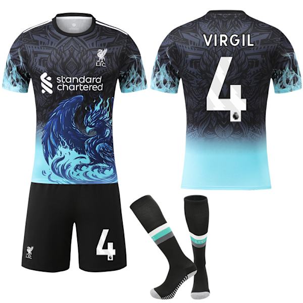 2025-2026 Liverpool Special Anniversary Edition Blå Fodboldtrøje med Strømper No.4 Virgil No.4 Virgil 24