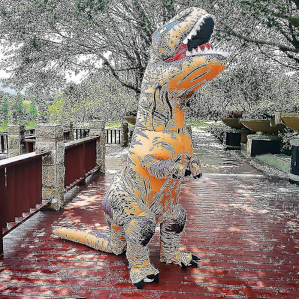 Barn och vuxna dinosaurie uppblåsbar cosplay kostym T-rex anime tecknad film festklänning kostymer Halloween kostym orange