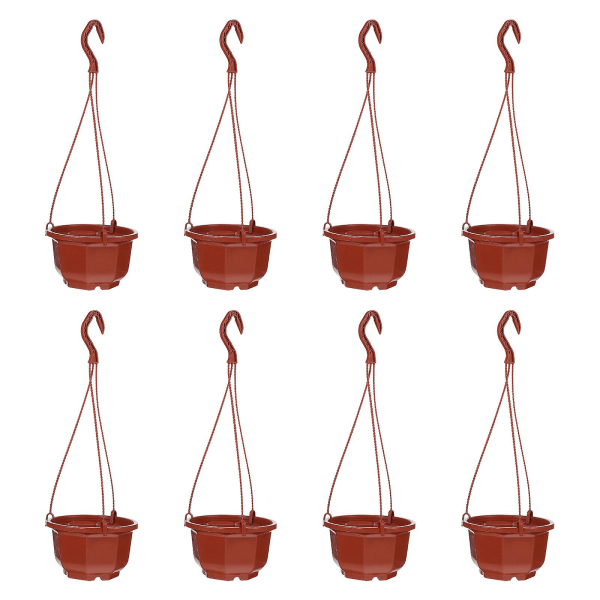 8 stk. Krukkeræxter indendørs Levende plast hængende plantepotter Vægmonteret blomsterpotte Plast vægpotter Ha Coffee Coffee 46x15cm