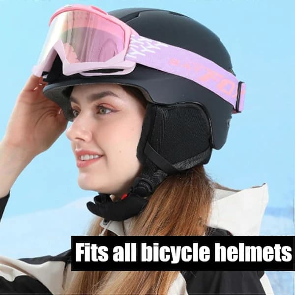 Ear Warmers Bicycle Helmet, Ear Muffs Wind, Fits All Helmets, Black-FO-