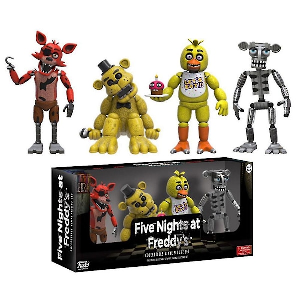 2024 Five Nights At Freddy's Actionfigur FNAF Skrekkspill Foxy Bonnie Bear Samlemodell 4 stk Figurer Leksaker Boksatt Gave A