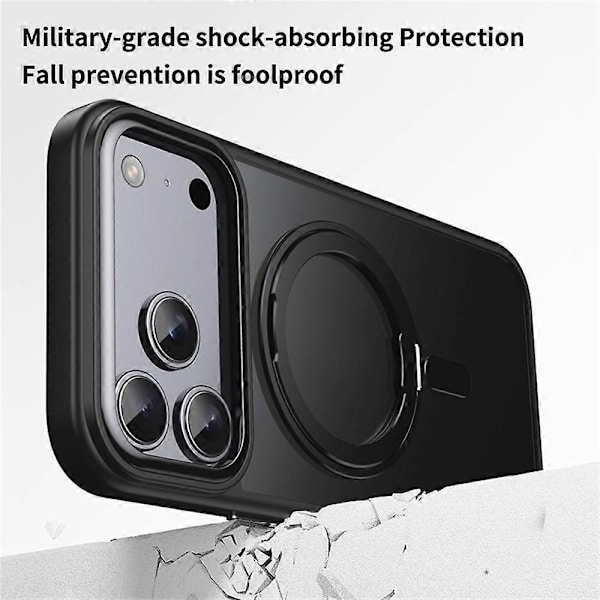 MagSafe-deksel til iPhone 17 Pro Max - Matt sølv TPU og metallstativ