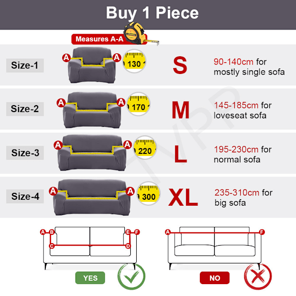 Elastisk Stretch Sofatrekk 1/2/3/4 Seter Trekk Sofabeskyttelse for Universelle Sofaer Seksjonssofaer L-formede Trekk 021 21 Size-3(190-230cm)1pc