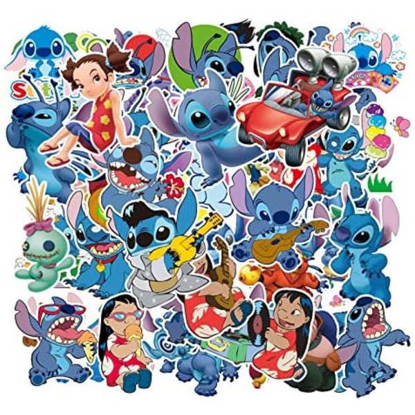 100 kpl Stitch-tarroja, Lilo & Stitch -tarroja vesipulloihin, kannettavaan tietokoneeseen, tietokoneeseen, puhelintarrat, lahja lapsille ja teini-ikäisille