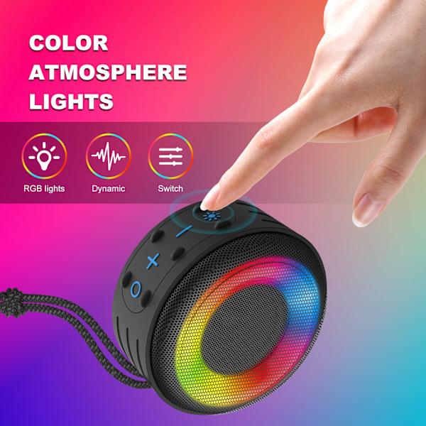 Bluetooth Högtalare för Duschen, IPX7 Vattentät Minihögtalare med LED