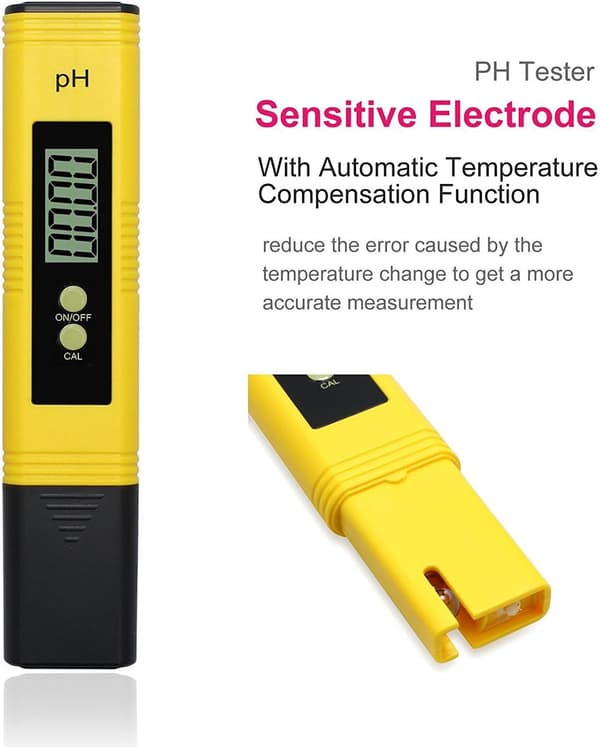 Vanntestpenn, digital pH-meterpenn, med ATC-knapp, vann med-FO-