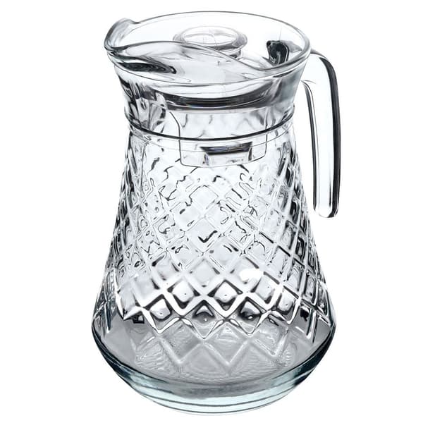Glaskanna med lock för drycker: vatten, juice, iste & mer