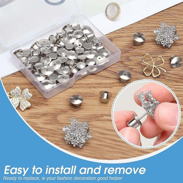 40 Pcs Locking Pin Backs Metal, Locking Pin Keepers for Brooch Enamel Lapel Pin-FO-