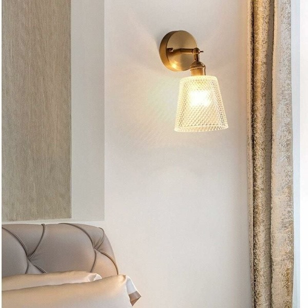 Moderne Kopparglas Vegglampe Messing Vegglampe for Restaurant Stue Bad Speil Spotlight Sengeside for B