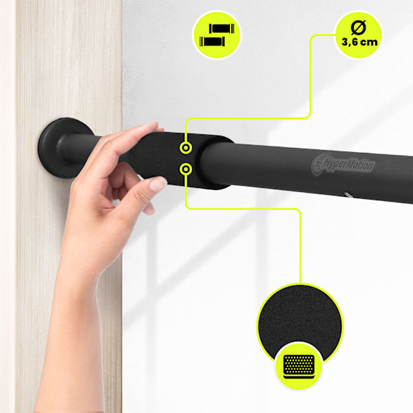 HyperMotion Adjustable Pull-Up Bar 80-130 cm, 150 kg, Black-FO-