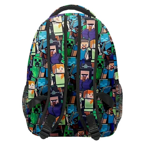 Drenge Rygsæk - Zombie Creeper Skelet & Hule Edderkop Design - Sort Skoletaske-FO-