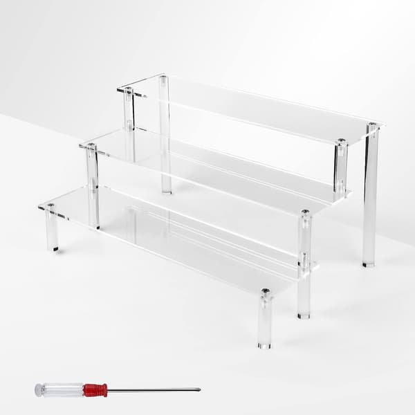 Akryl display-stativ med 3 niveauer til makeup, kosmetik, smykker og cupcakes Transp 40cm