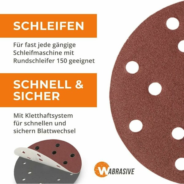 FlkwoH 150mm Slippapper & 150 Slippapper 150mm Självhäftande Slippapper 100 Korn 50 Slippapper Idealisk för Slipmaskin, Lonvrèe