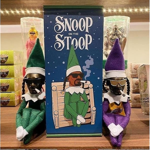 Snoop On A Stoop Jultomte Dock Svart Tomte Dock 118 Tum Handgjord Hip Hop Dock Plysch Leksaker Presenter För Hem Trädgård Halloween[HK] 2pcs