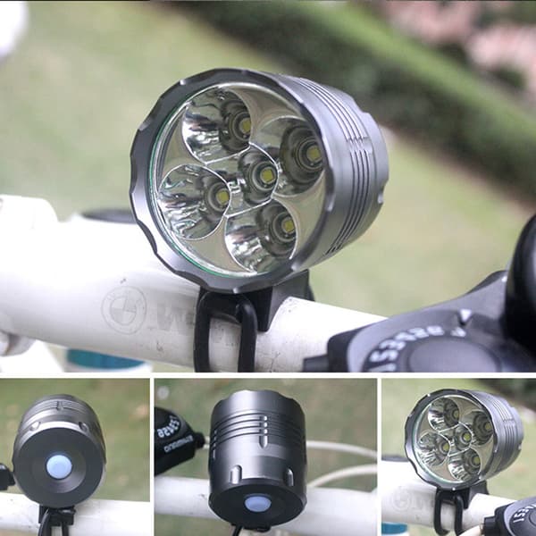 6000 Lumen Sykkellykt 5 LED Vanntett Hodelykt Oppladbart Batteri-FO-