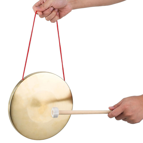 30 cm håndgong cymbal i messing og kobber - Gong for orkester, opera og slagverk med rund spillehammer - 15 cm