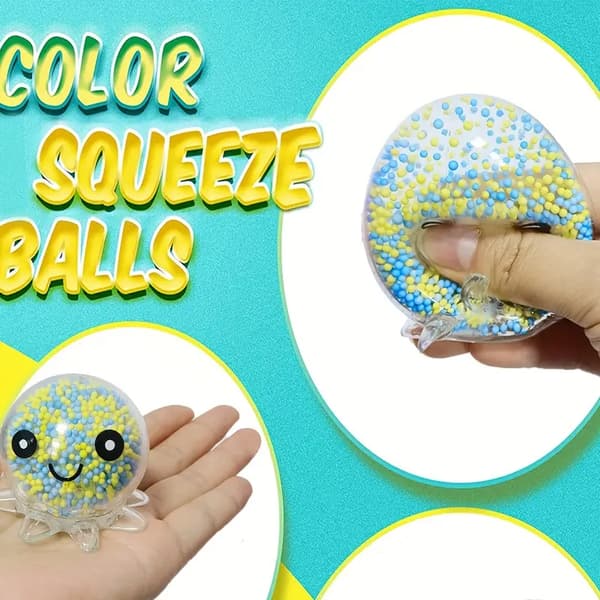 4-pak Squishy Fidget Legetøj til Børn og Voksne - Stressbolde og Blæksprutte-Klemmebolde-FO-