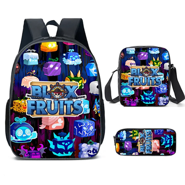 3D Ny produkt ROBLOX Game Blox Fruits Student Mode Trend Ryggsäck Tecknad Stor kapacitet Axlar Utomhusväska Skolväska 3PC-1