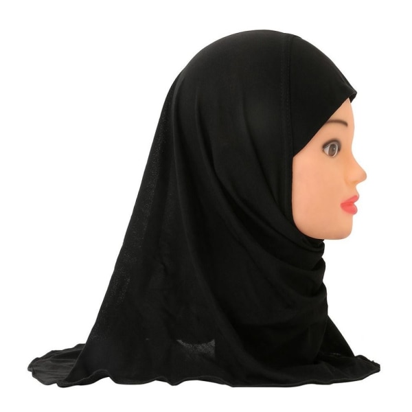 Muslimsk Hijab Islamsk Sjal Scarf for Barn SVART black