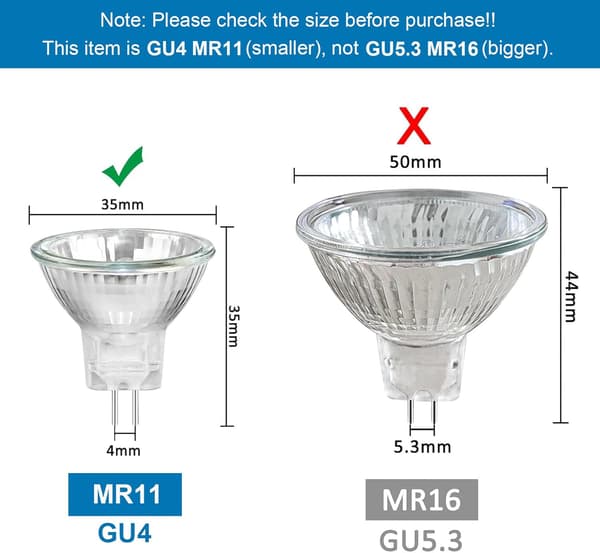 8-pak MR11 GU4 Halogen Spotlights 12V 20W Dæmpbar 2700K