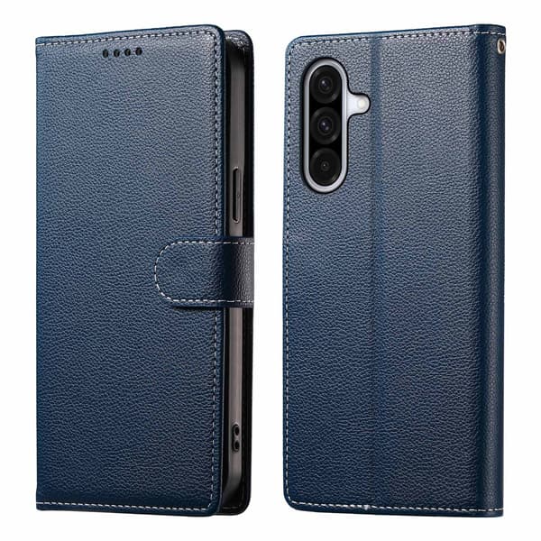 Magnetisk Litchi-læderpung til Samsung Galaxy A17 5G (Mørkeblå)-FO-