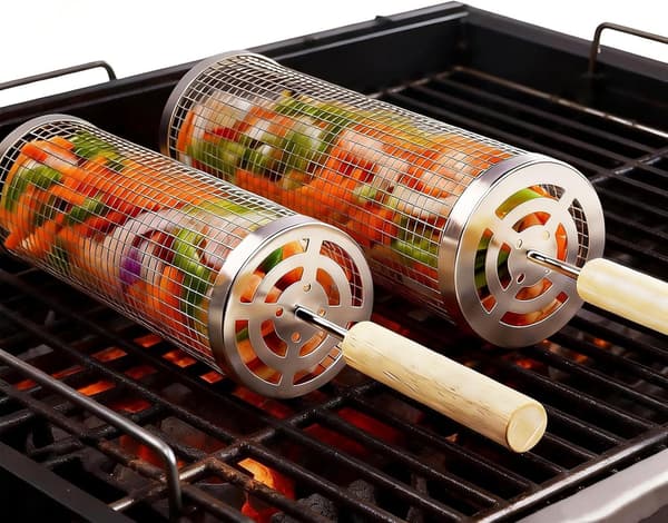 Pyörivä grillikori 2 kpl, ulkogrilliin, BBQ-grillitarvikkeet ulkogrilliin-FO-