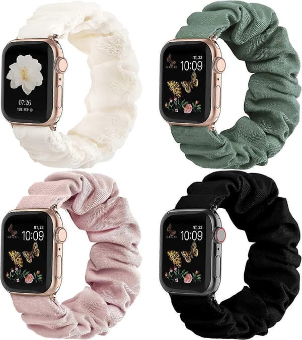 Kompatibelt Apple Watch-rem Scrunchie 38-45mm Sødt trykt Solo Loop Rem-FO-