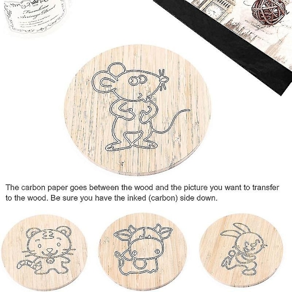 100 ark karbonpapir, sort grafitpapir til sporing af mønstre på træ, papir, lærred og ot (FMY)-Perfet-KK-