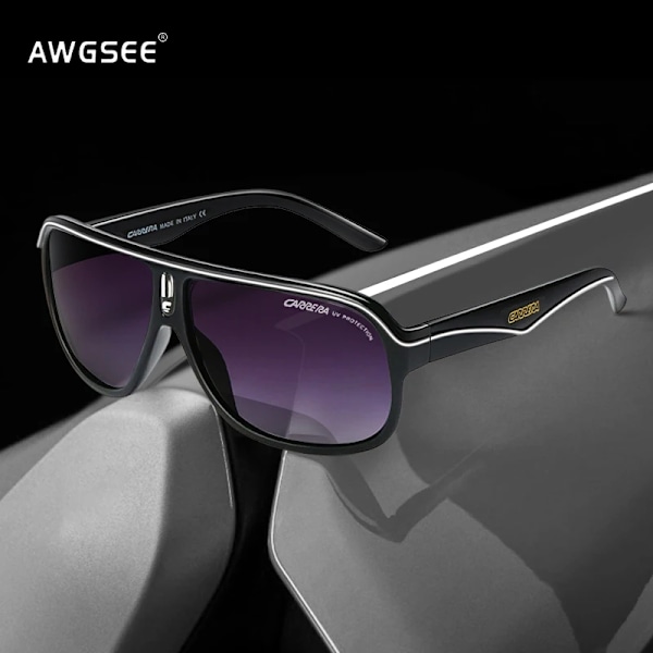 2023 Märke Neliönmuotoiset Aurinkolasit Miehille Vintage Retro Urheilu Autoilu Aurinkolasit Oversize Värikkäät UV400 Ulkoilu Silmälasit gafas de sol C2 Valkoinen Bl C2 White Black with packaging