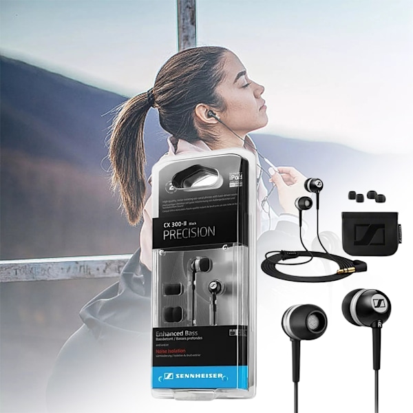 Sennheiser CX 300-II Precision In-Ear-hodetelefoner Kraftig bass Støyreduksjon