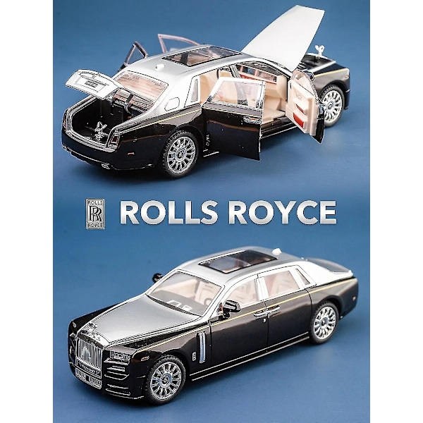 1/24 Rolls Royce Phantom Legetøjsbilmodel Diecast Metal Luksus Miniatur Træk Tilbage Lyd Lys Dør Åbning Samling Gave Børn Rolls Royce Phantom3