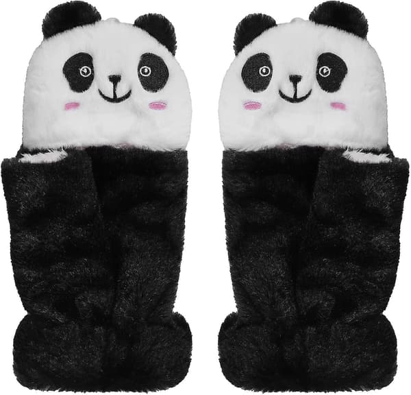 Flickor Pojkar Panda Mönster Termiska Handskar Tjocka Lurviga Vinterhandskar Vantar Present-FO-