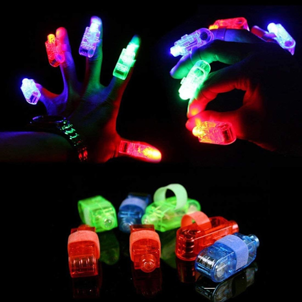 Fingerlamper, 100 stk. LED-fingerlamper festtilbehør finger ring superlyse oplyste ringe fingerlommelygte