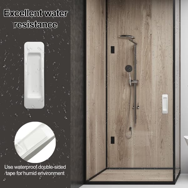 Self-adhesive sliding door handle with double-sided tape for cabinets, windows, refrigerators, drawers, glass doors (white)-FO-