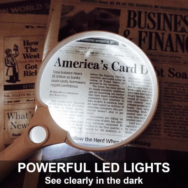 Large Magnifying Glass with LED Light - 2X 4X 25X Magnification L-FO-