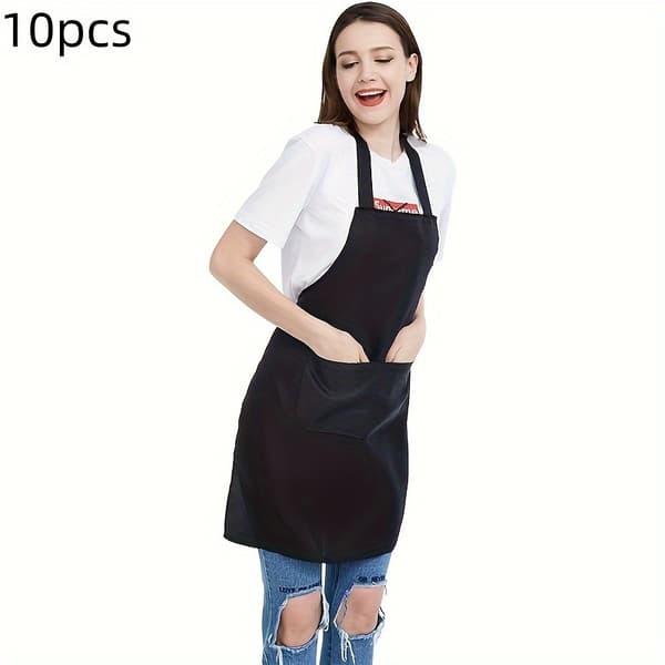 Premium store forklæder med lommer til madlavning, grill og udendørs aktiviteter 10pcs-Blk