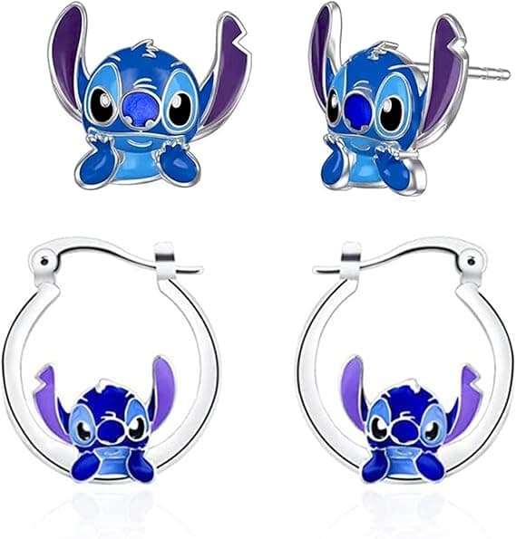 Stitch øreringe til piger, anime øreringe stud blå søde rustfri stål øreringe til kvinder øreringe til øreringe teenagepiger gaver-FO-