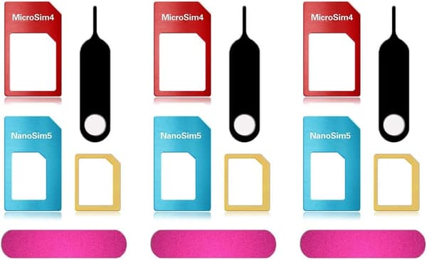 Sæt SIM-kortadapter 5 i 1 Nano Micro Standard SIM-kortkonverteringssæt med SIM-kortholder og Pin-FO-