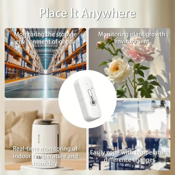 4-pack Smart WiFi Thermometer Hygrometer Temperature Humidity Meter with App Alerts-FO-