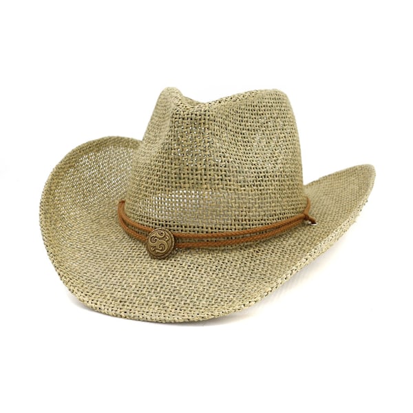 Western cowboy halmhatt-topphatt utomhus havet strand hatt-solskydd hatt