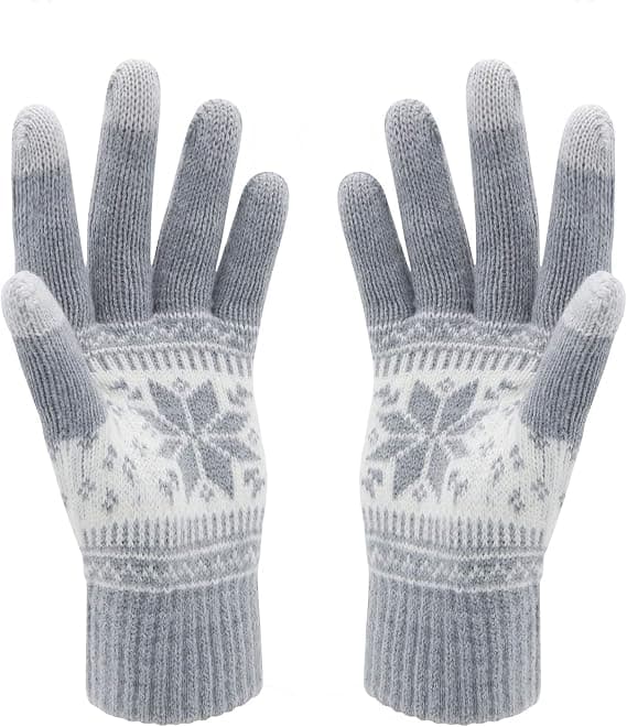 Vinter Touch Screen Hansker Snøblomsttrykk Hold Varmen for Kvinner og Menn-FO-