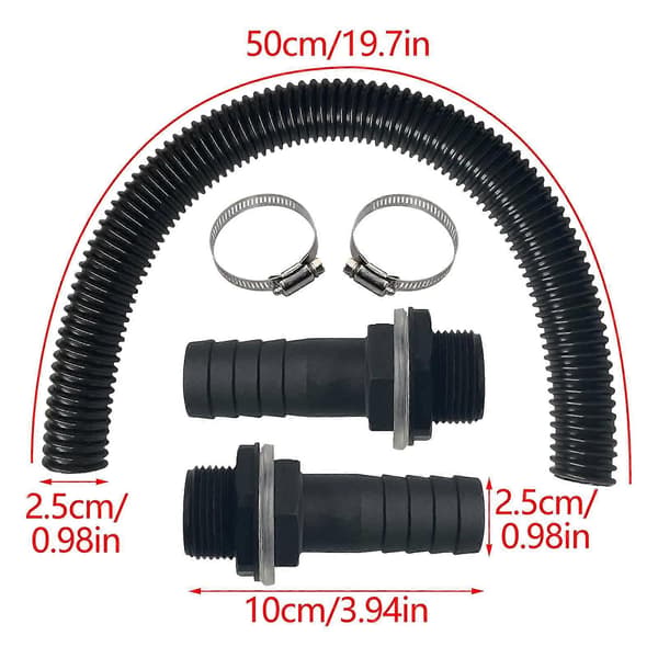 Rainwater Connection Set for Water Connection with Hose Nozzle 100 cm Connection Hose for Rain Barrels Rainwater Connection Set-FO-