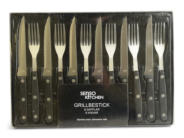 12-delers grilltilbehørssett for utendørs matlaging og grilling Svart-FO-