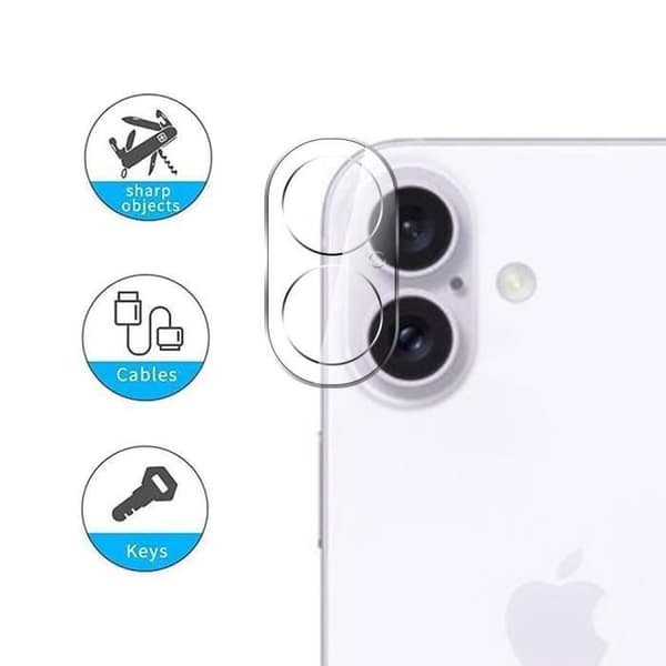 2 stk. ridsefast hærdet glas kamerabeskyttelse til iPhone 16 Plus-FO-