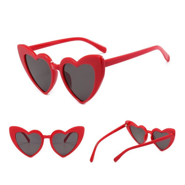Retro hjärtformade solglasögon dam överdimensionerade UV400 Röd Red one size