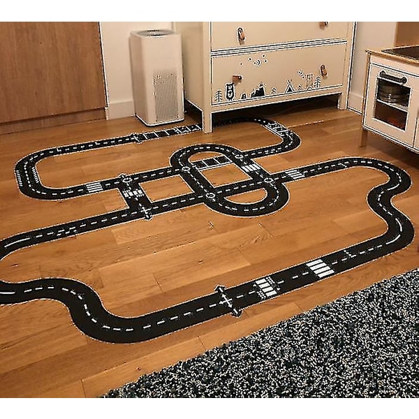 12 st DIY Bilbana Matta Väg PVC Pussel Flexibel Stad Bana Racerbana Leksak | Magnetisk-LP-